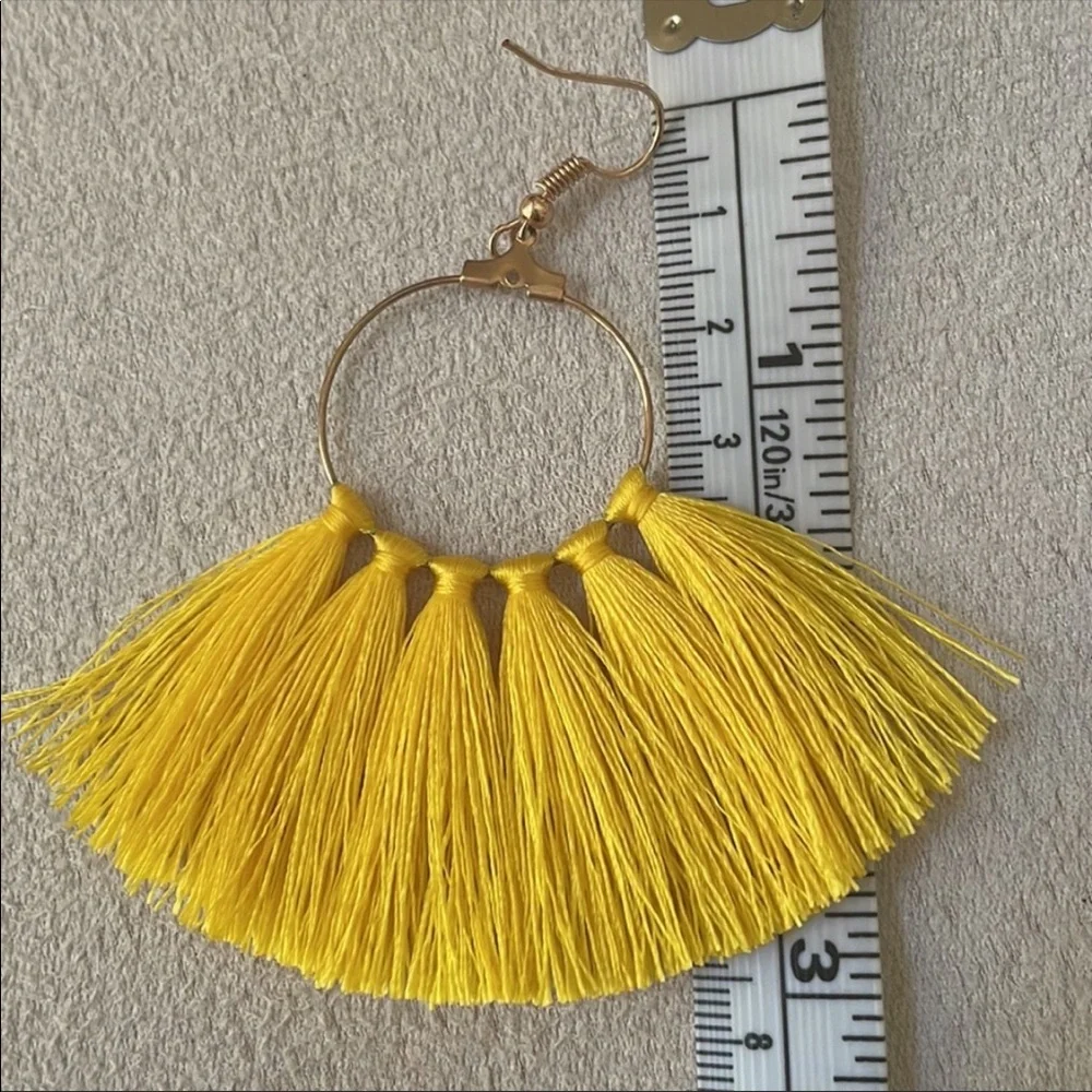 Yellow tassel fan hoops